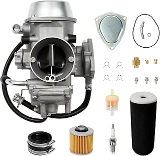 Carburetor for ATV 2002-2008 Yamaha Grizzly 660 YFM660 Carb with Air Filter, Fuel Filter, Spark Plug and Intake Manifold Boot