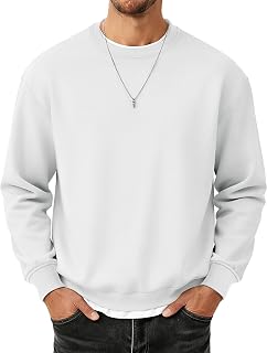 MAGCOMSEN Mens Sweatshirt Fleece Lined Long Sleeve Cotton Crewneck Pullover Winter Warm Casual Thermal Basic Tops