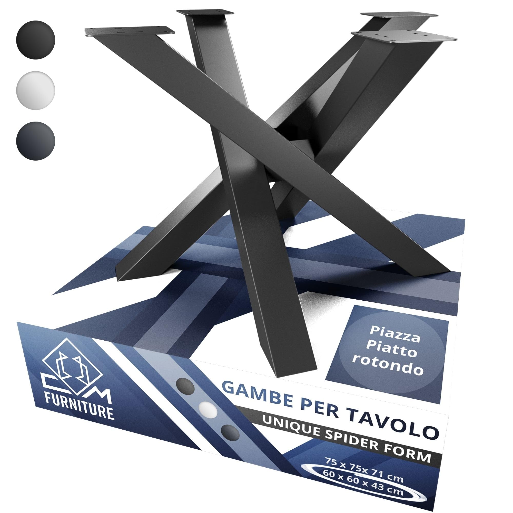Gambe Tavolo Nero Altezza 43 cm Struttura del Tavolo in Ferro Tavolo Rotondo/Qua