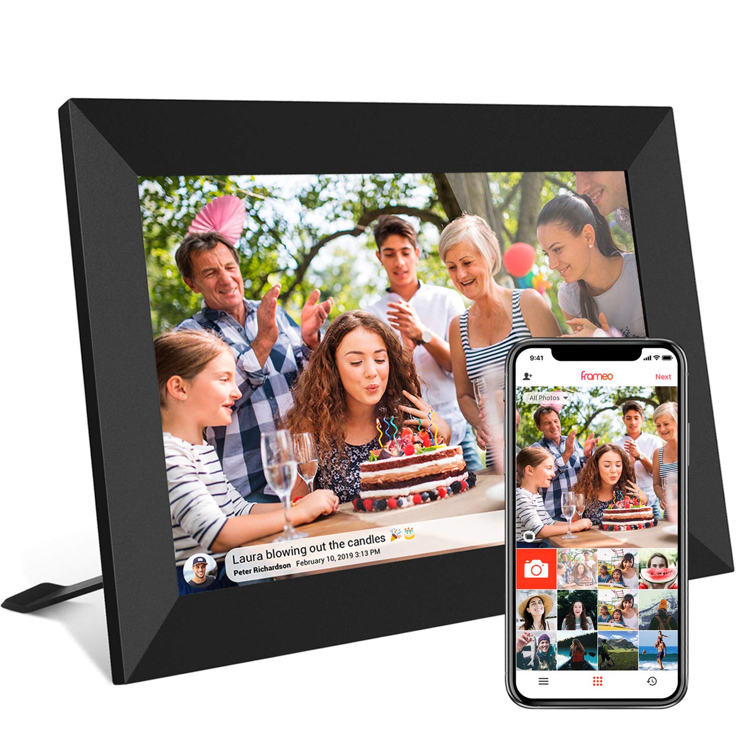 32GB FRAMEO 10.1 Inch Smart WiFi Digital Photo Frame 1280x800 IPS LCD Touch Scre