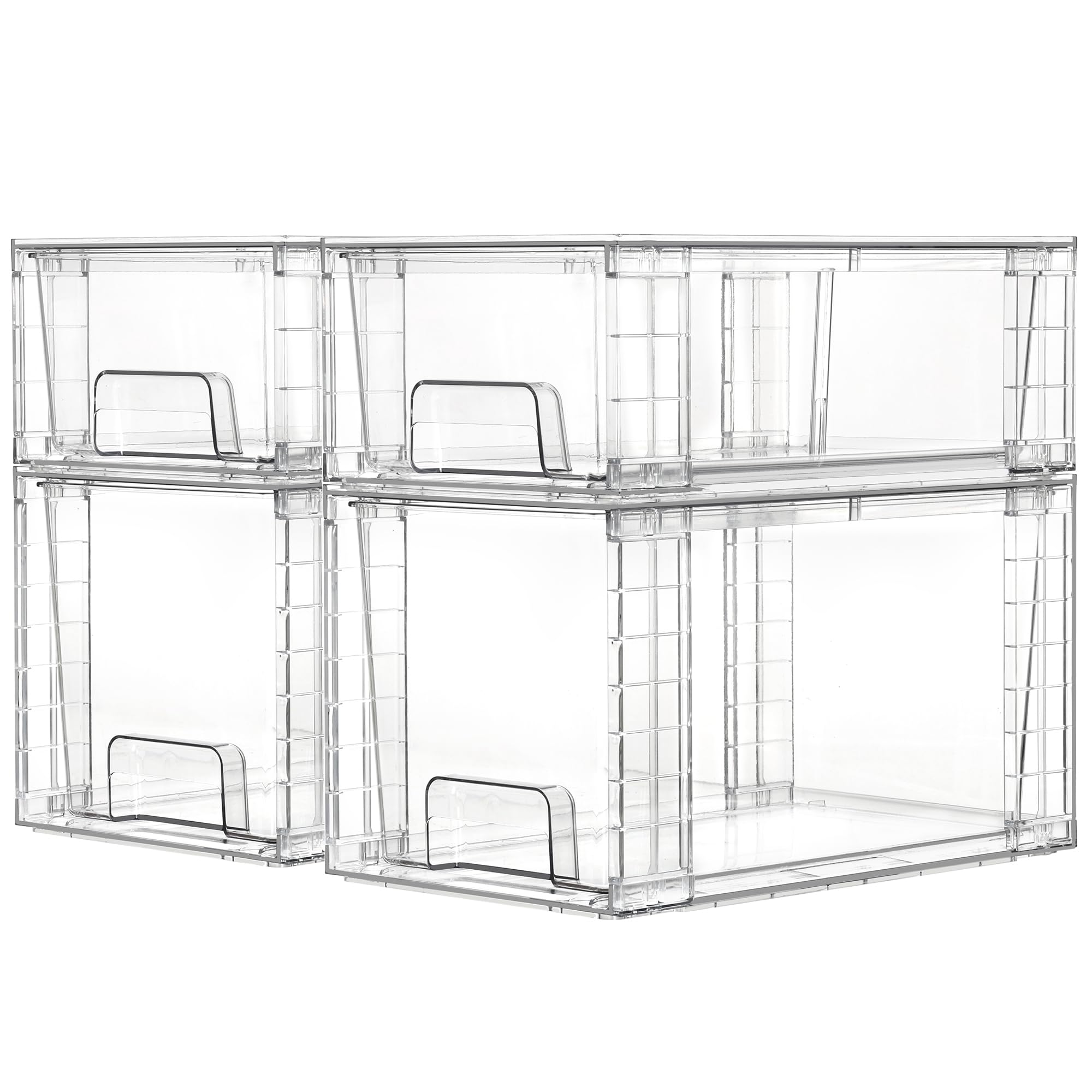 Vtopmart 4 Pack Stackable Storage Drawers(2 Pack 7" H+2 Pack 4.4" H)
