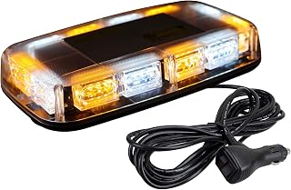 ASPL 48LED Roof Top Strobe Lights with Magnetic Base | High Visibility LED Safety Mini Strobe Light bar for 12-24V Snow Plow, Trucks, Construction Vehicles (Amber/White)