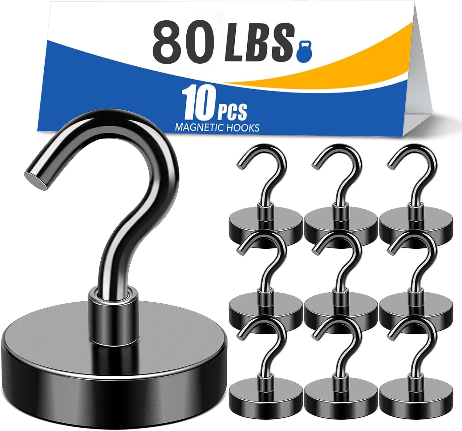 MIKEDE 80LBS Magnetic Hooks, Strong Cruise Cabin Ship Essentials Black | Heavy D