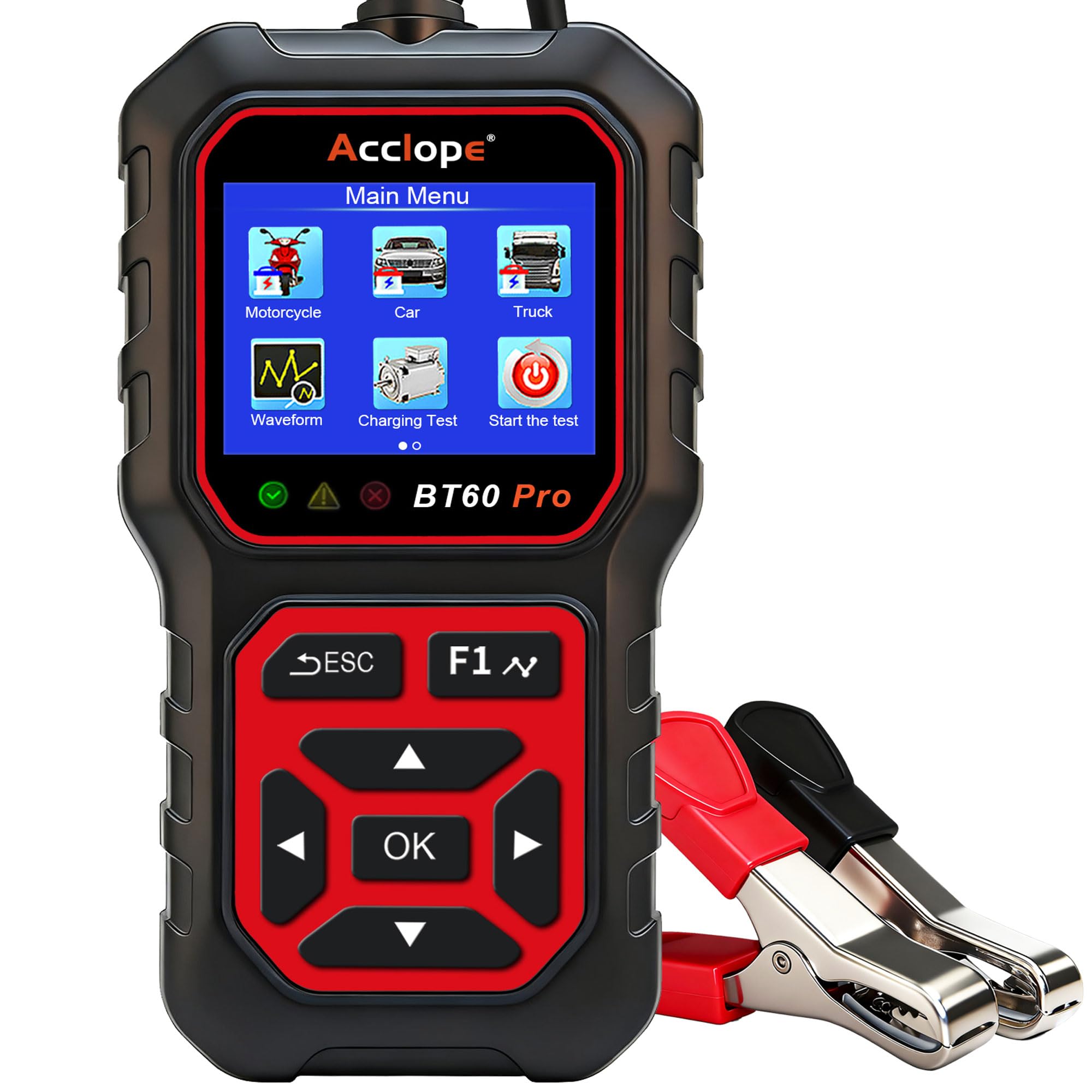 Acclope BT60 PRO Red Battery Tester Automotive 100-3000 CCA, 2–120Ah Batteries f