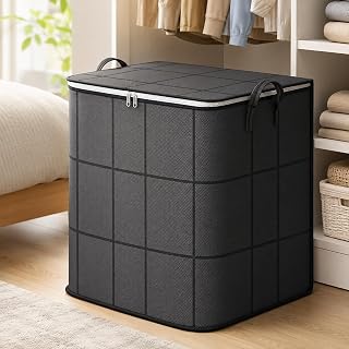 Foldable Closet Storage Bag, Large Capacity Storage Box, Double Zipper Home Storage Box with Handle for Organizing Clothes and Quilt, Suitable for Moving, Travel, Basket