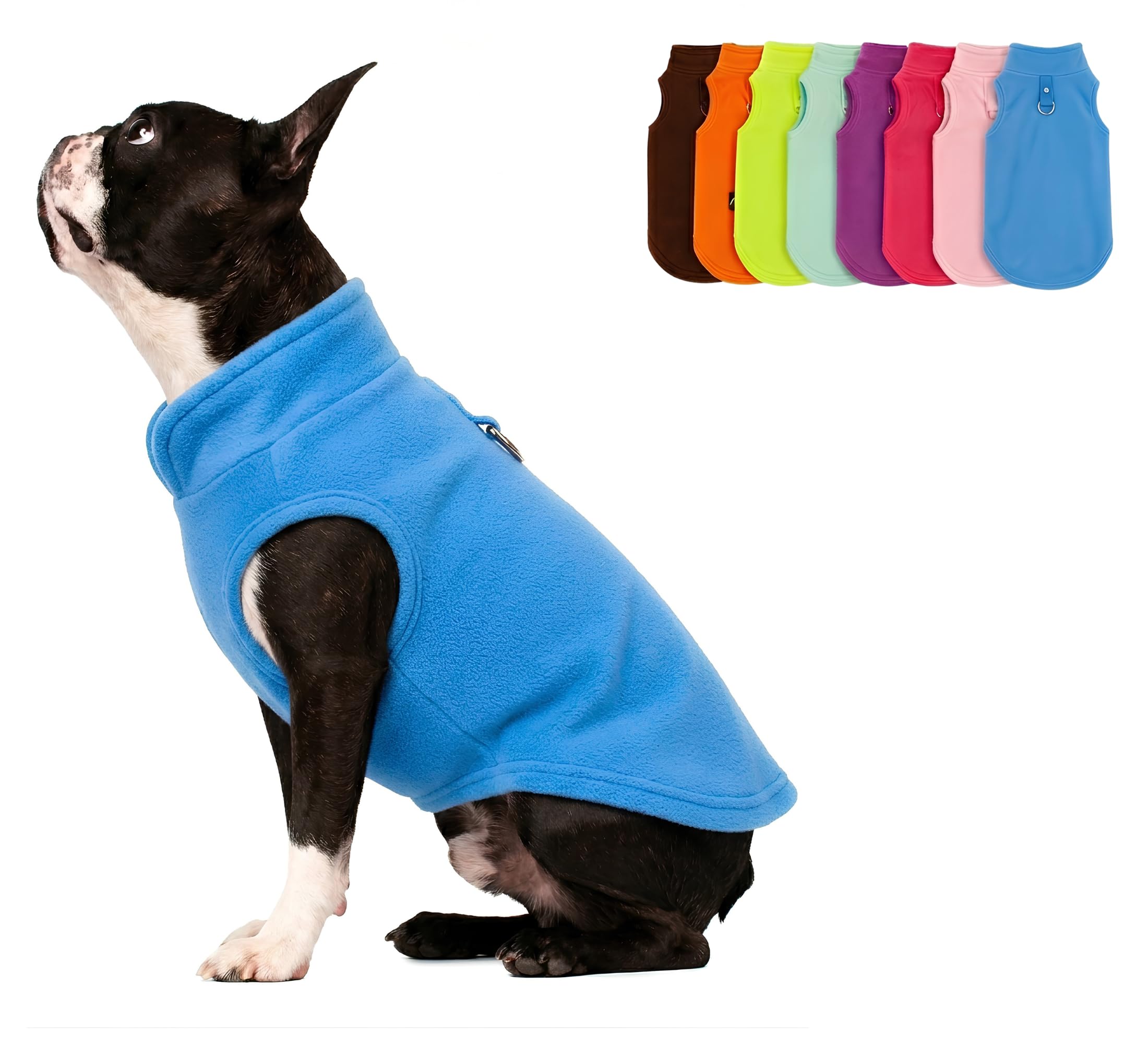 JACKO & CO Dog Fleece Vest Sweater w/Leash Ring, Blue Small (1.8-2.7 kg)