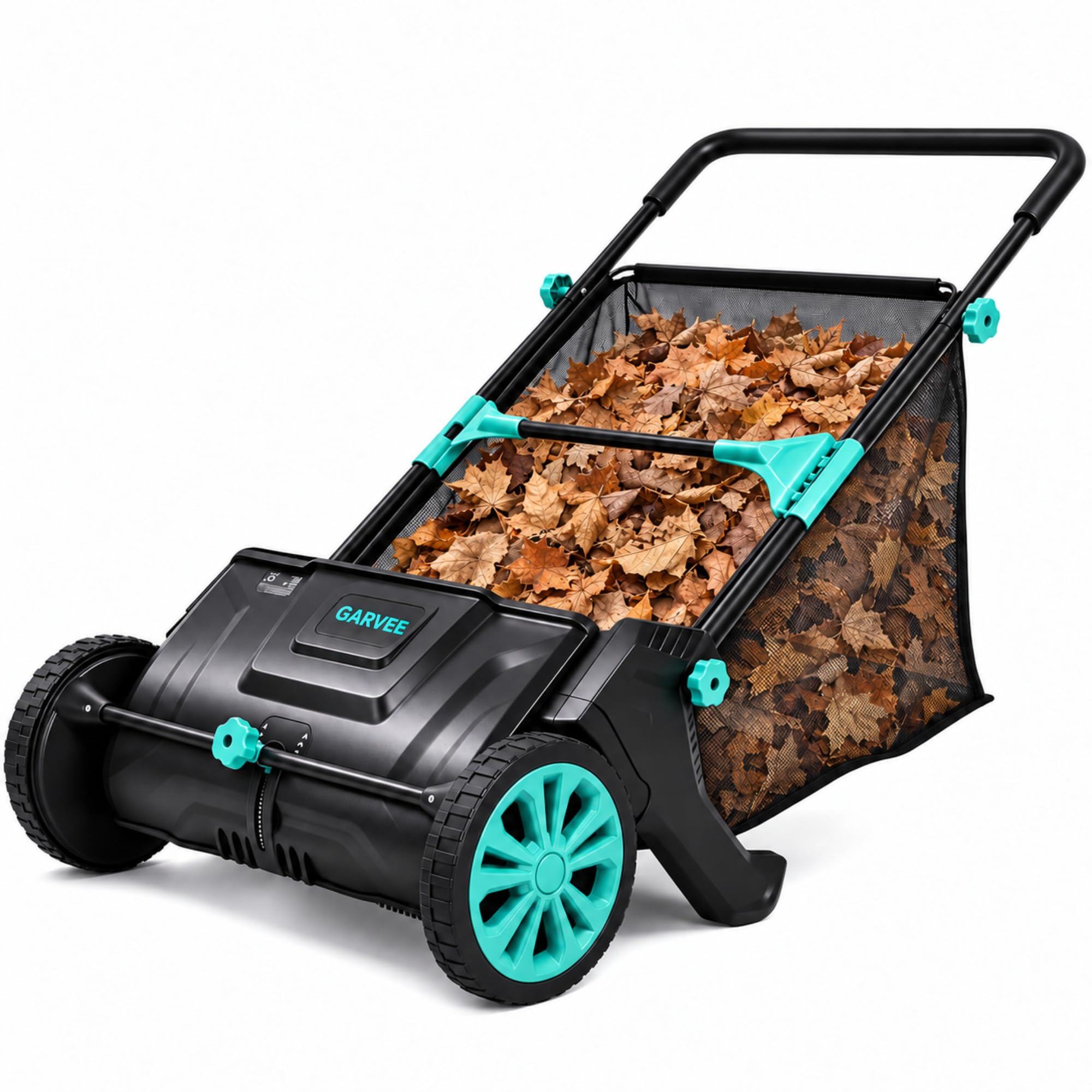21" Manual Push Lawn Sweeper, 3.5 Cu. Ft. Collector, 4 Rotating Brushes | Tool-F