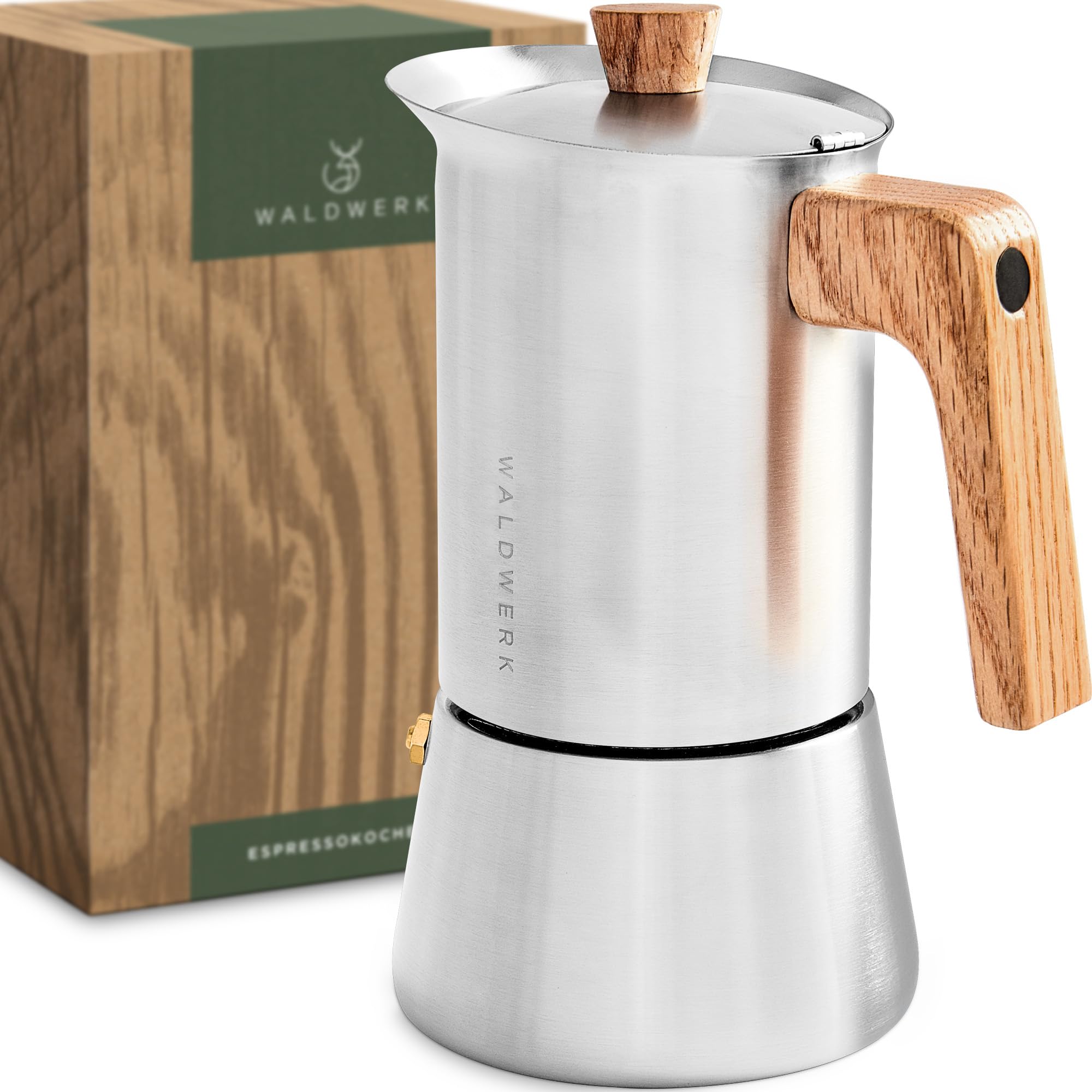 WALDWERK Induction Italian Coffee Maker (300 ml) – Italian Stainless Steel Coffe
