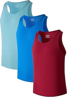 COLORFULLEAF Men's Bamboo Rayon Undershirts Tank Tops Men Crew Neck Stretchy Tank Shirts Pack(1 or 3)