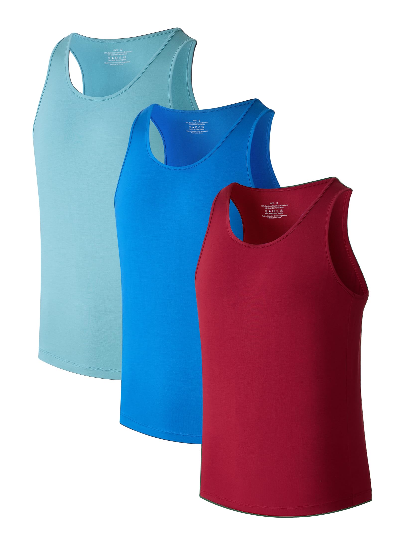 COLORFULLEAF Men's Bamboo Rayon Undershirts Tank Tops Men Crew Neck Stretchy Tan