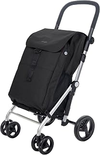 Carlett Pack Classic Family | Folding Shopping Cart with Gift Hook | High Performance Supermarket Trolley | 4 Wheels | Large Capacity 64L | Black