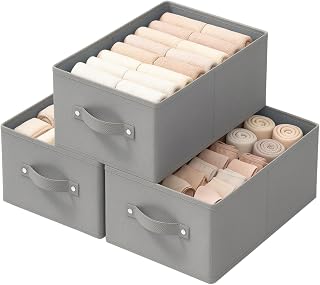 Storage Box with Handles for Shelf, 33 x 23 x 14 cm, Grey, Set of 3