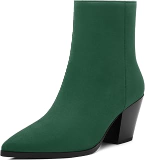 NUMALEO Womens Ankle Boots Chunky Low Heel Pointed Toe Heeled Booties
