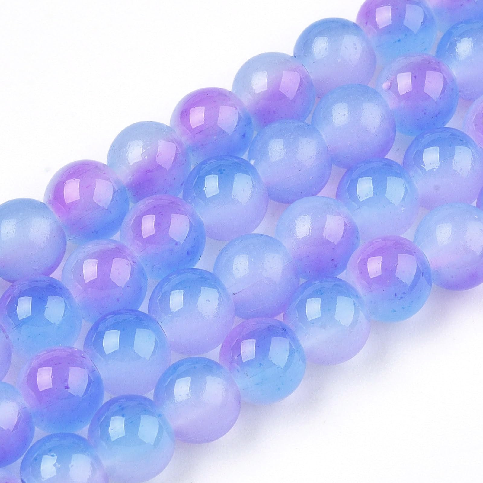 50pcs 8mm Cornflower Blue Jade Glass Beads Opaque Round Beads for Jewelry Making