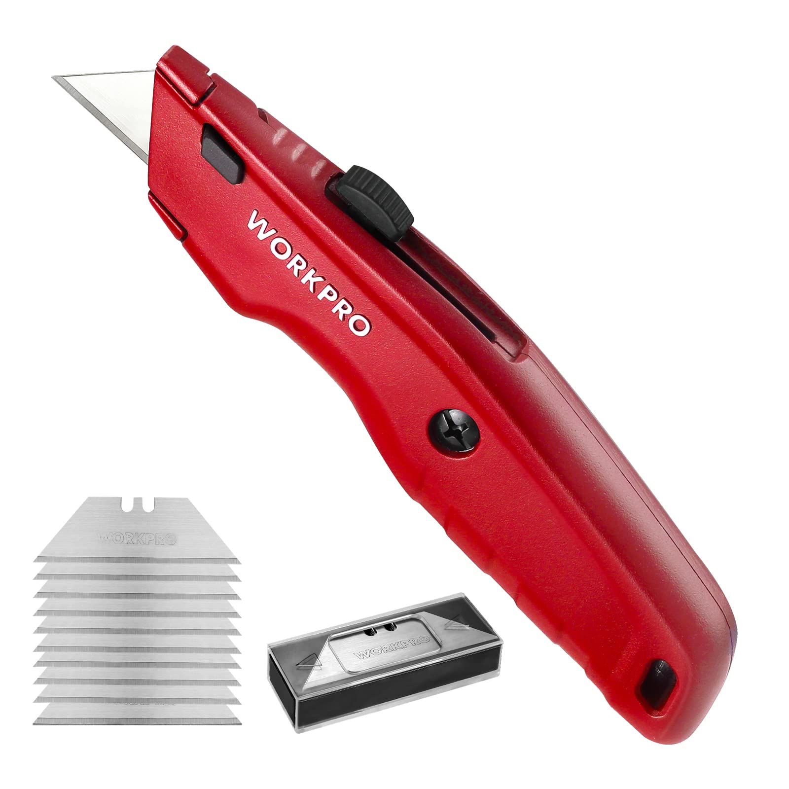 WORKPRO Premium Utility Knife, Retractable All Metal Heavy Duty Box Cutter, Quic