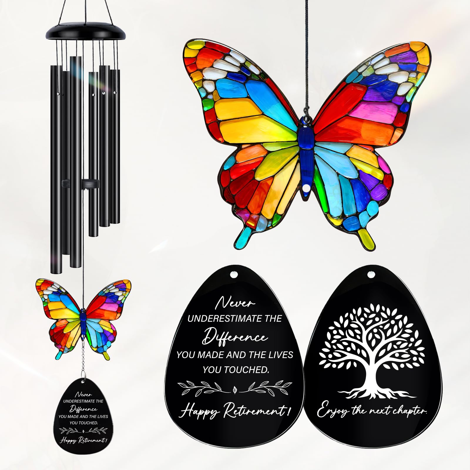Retirement Gift for Woman,Retirement Wind Chime Gifts for Women | 27" Butterfly 