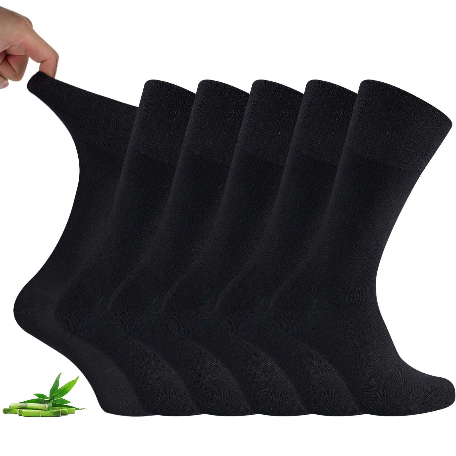 Niorasen Bamboo Diabetic Socks for Men Women, 6 Pairs Soft Top Casual Socks