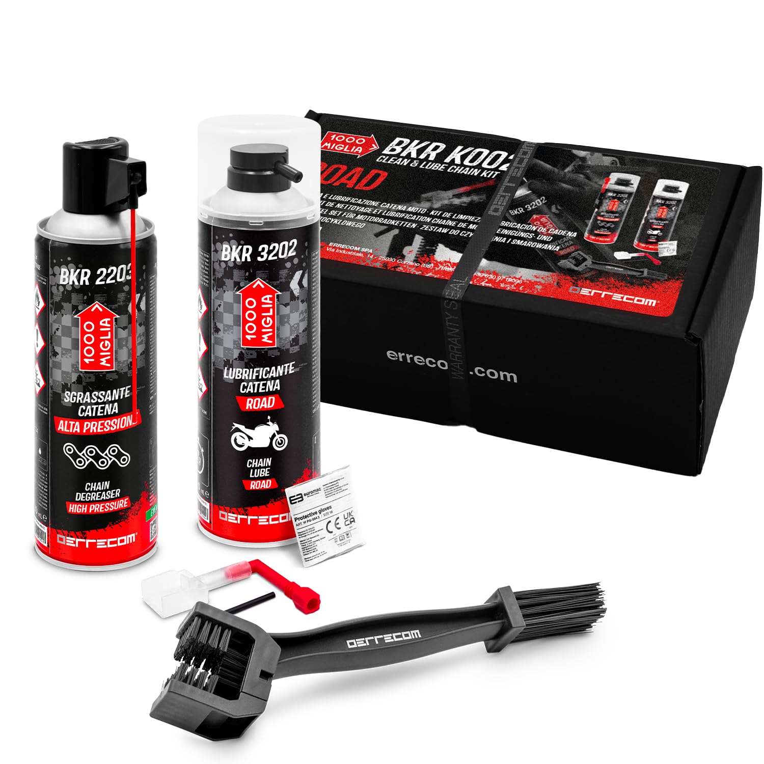 ERRECOM Clean&Lube ROAD Motorcycle Chain Kit; includes High-Pressure Chain Degre