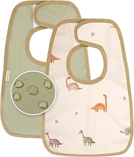 MIMUSELINA Baberos Bebe Impermeables Reutilizables | Babero Bebe Recien Facil de Poner | Babero con Certificación OEKO-TEX y Sin BPA | Hecho en Espana