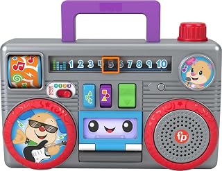 Fisher-Price Laugh & Learn Busy Boombox Baby Toy | Musical Learning Toy, Activity Board, Retro Pretend Play, Infants & Toddlers Ages 6+ Months (Amazon Exclusive)
