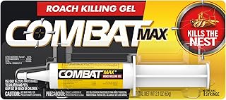 Combat Max Roach Killing Gel, Indoor and Outdoor Use, 1 Syringe, 2.1 Oz | Starts working in hours, fast control of large roaches, long residual action, unscented, transparent gel