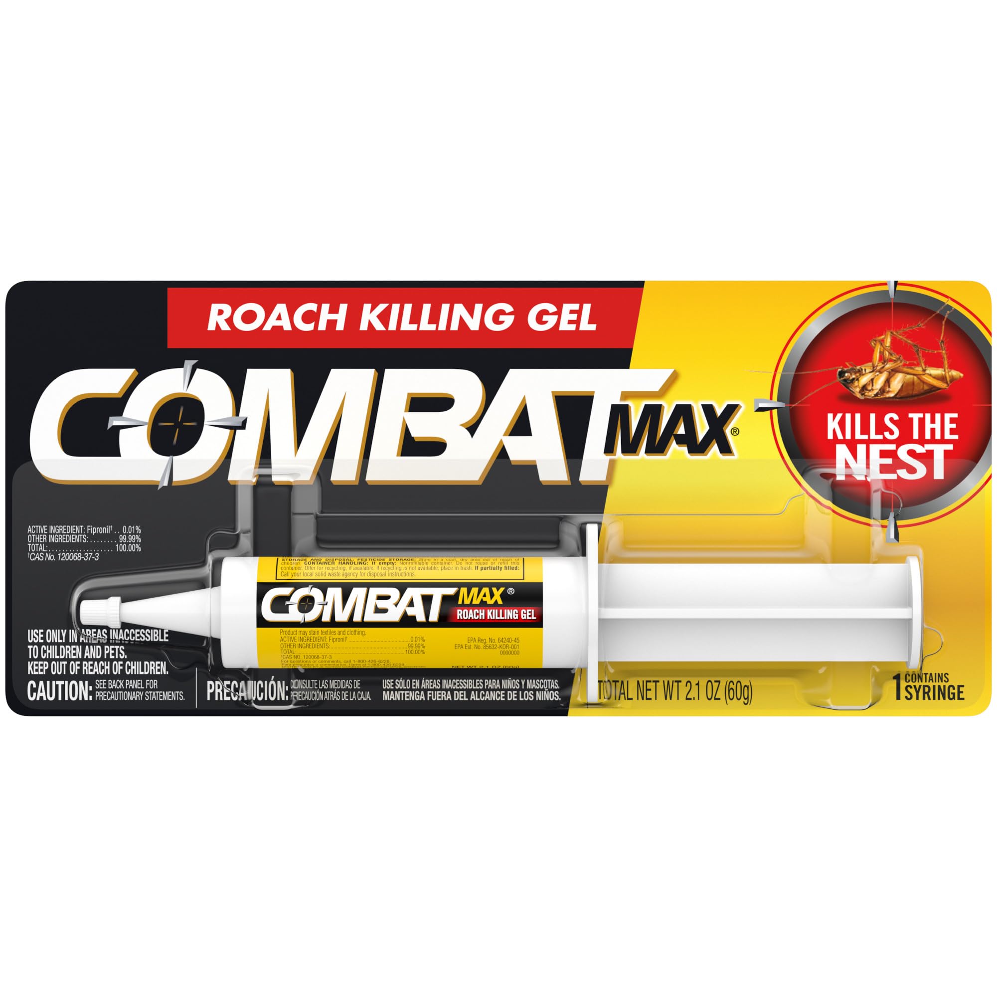 Combat Max Roach Killing Gel, Indoor and Outdoor Use, 1 Syringe, 2.1 Oz | Starts