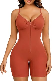 SHAPERX Shapewear Bodysuit for Women Tummy Control Seamless Zip-Up Body Shaper Snatched Waist Sculpting Body Suit