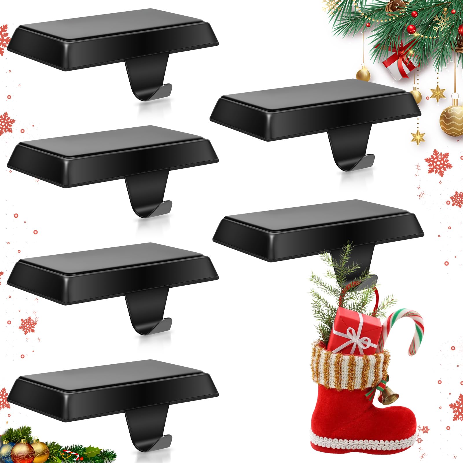 Homjoy 6 Pack Metal Christmas Stocking Holders for Mantle Heavy Duty Stocking Ha