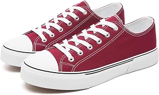 yageyan Zapatos bajos de lona para hombre, zapatos clásicos casuales, zapatos de moda en blanco y negro, Rojo vino, 42 EU