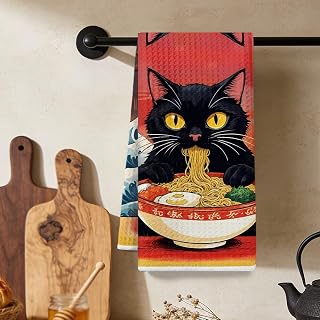 Funny Japanese Kitchen Towels 24x14 inch Japanese Style Ramen Wave Sunset Wave Towels for Kitchen Farmhouse Home Kitchen Cloth
