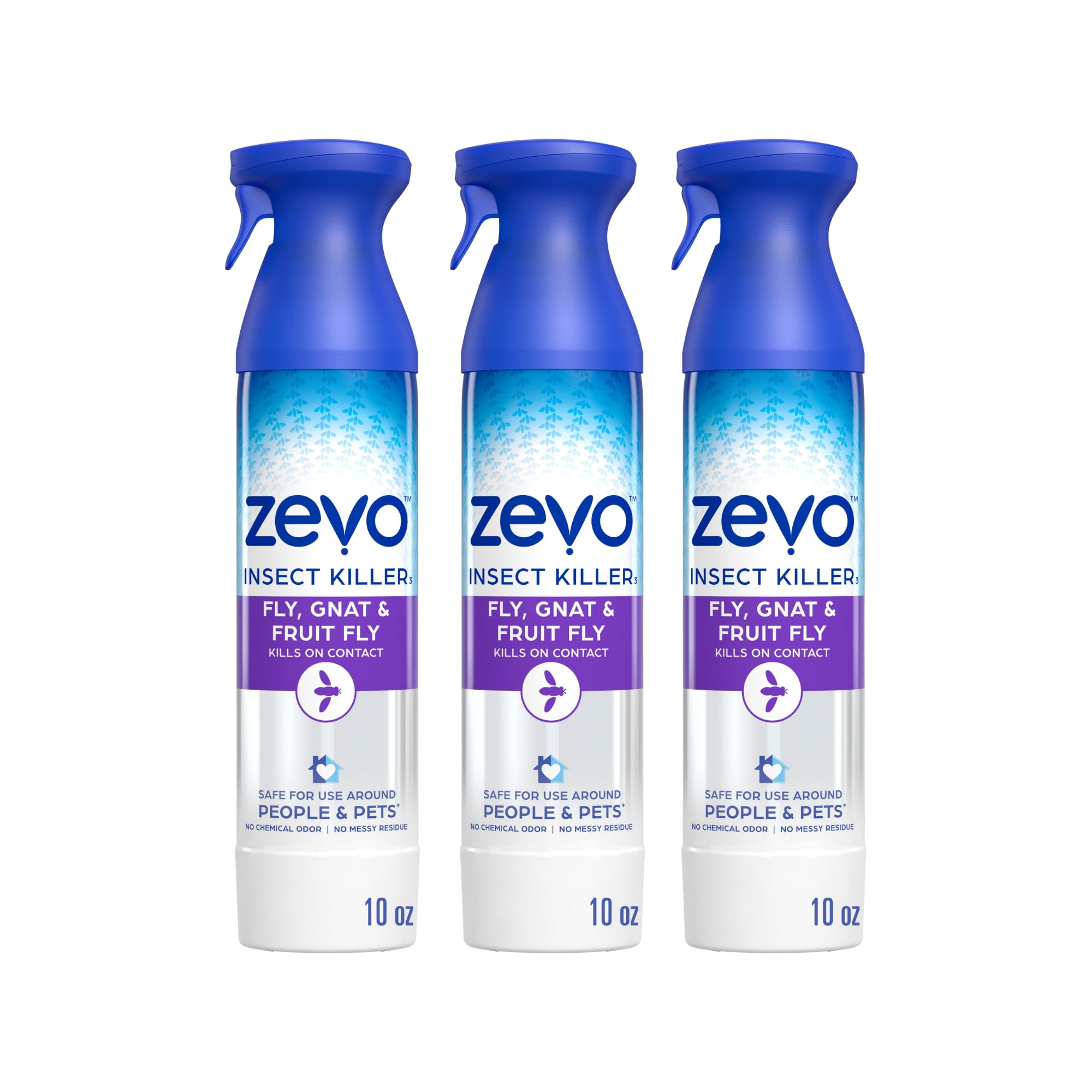 Zevo Flying Insect Bug Aerosol Spray, Kills Flies & Fruit Flies, 3 Bottles | Kil