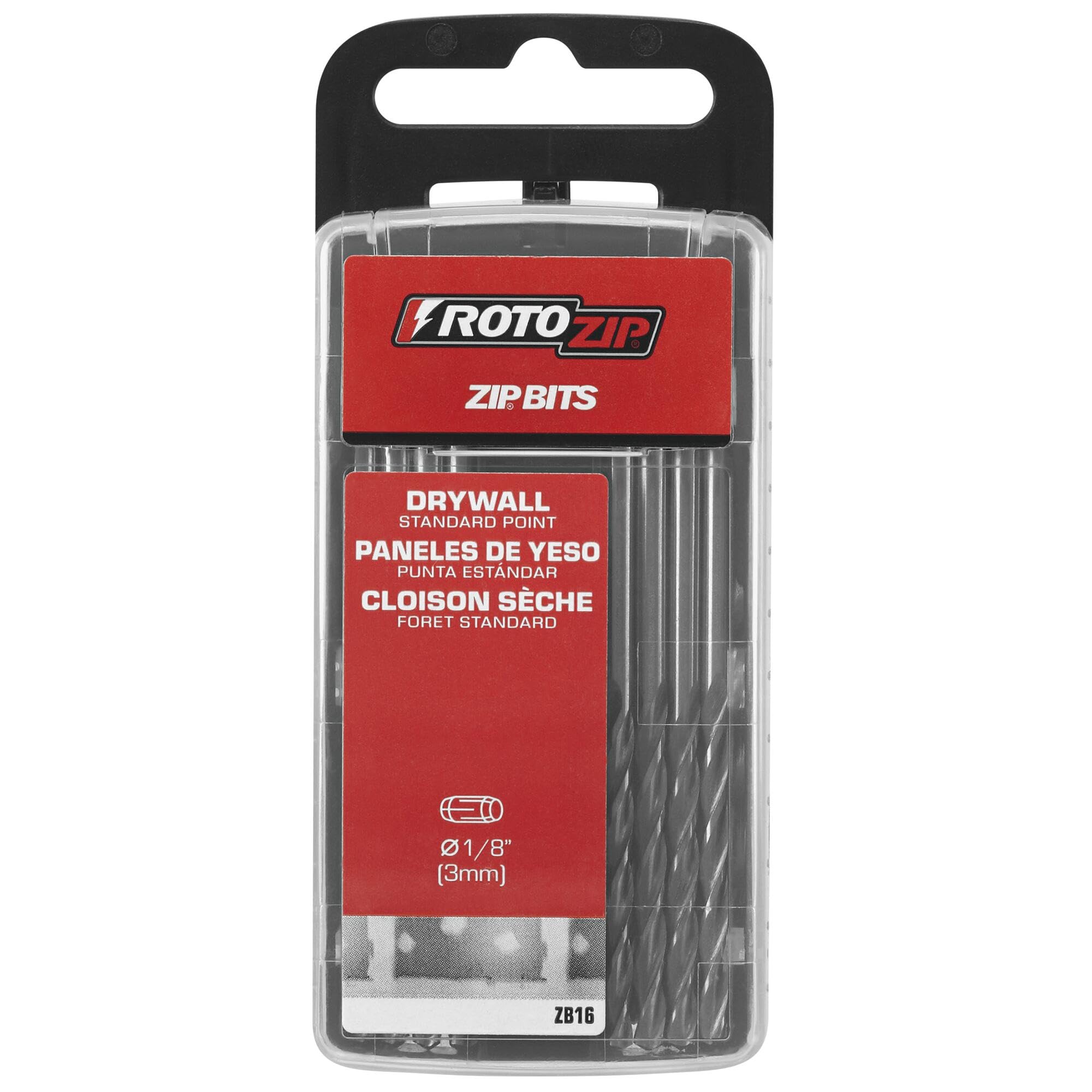 Roto Zip ZB16 1/8-Inch Standard Point Drywall Cutting Zip Bit, 16-Pack