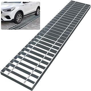 Galvanized Steel Driveway Trench Drain Grate, 39.4" X 11.8" | Outdoor Metal Drainage Grate Cover for Garages, Parking Lots, Parks and City Roads