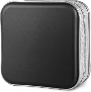 Siveit CD/DVD Cases 40 Capacity Disc Storage Binder for Car(Black) | Holders Wallet Hard Plastic CD/DVD Case for Car Home Office Travel
