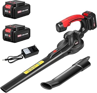 MZK 20V Cordless Leaf Blower, Lightweight Electric Blower | 2 x 4.0Ah Batteries & Charger, 200MPH Air Speed, 600 CFM Air Volume for Leaves, Patio, Lawn & Yard Cleanup