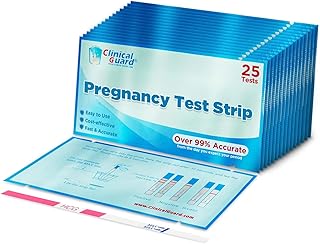 Clinical Guard Pregnancy Tests Strips - Sensitive &amp; Accurate Measurement Within 5 mins - Early Detection Pregnancy Test Strip - Easy to Use for Home Tests - HCG Test Strip Kit - 25 Count