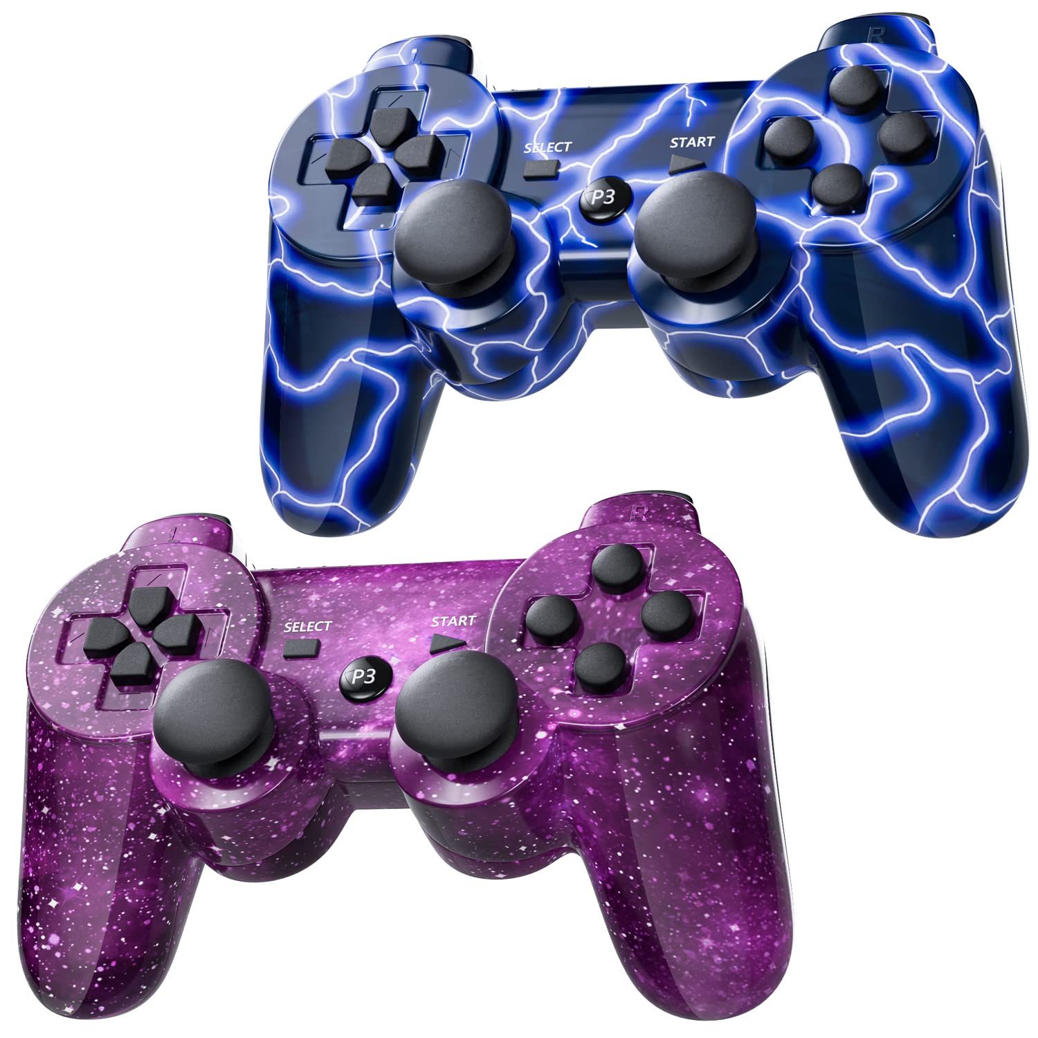 2 Pack Controller for PS3 Wireless Motion Sense Dual Vibration Upgraded Gaming C