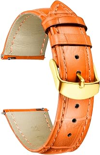 BINLUN Quick Release Leather Watch Straps Replacement Watch Bands Smart Watch Strap Crocodile Pattern in 10 Colors 13 Sizes with Silver/Gold/Rose-Gold Buckle for Men Women(10mm-24mm)