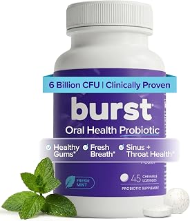 Burst Dental Probiotics (45 Count) | Oral Probiotics for Teeth and Gums | Immune System & Sinus Support | Promotes Upper Respiratory & Oral Health | Bad Breath Treatment for Adults | Made in the USA