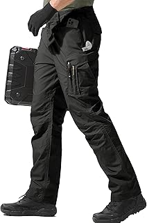 FREE SOLDIER Men's Outdoor Multi-Pocket Trousers Teflon Cargo Work Trousers Waterproof Tactical Hiking Climbing Pants