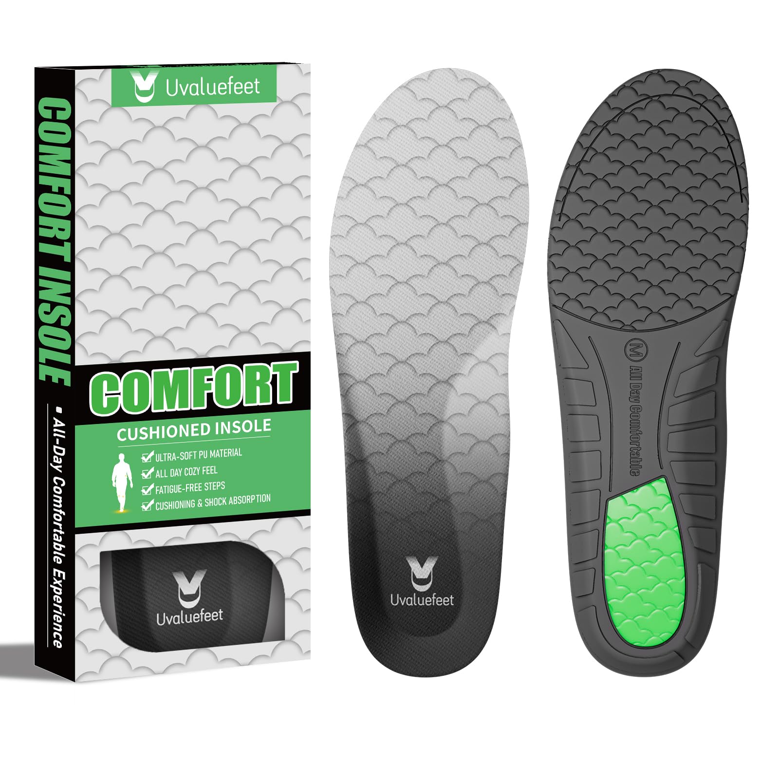 Memory Foam Insoles for Men Women, Comfort Inserts for Standing All Day-XL