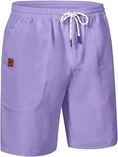 QPNGRP Men's Stretch Waist Casual Shorts with 5 Pockets Include 1 Zipper Pocket
