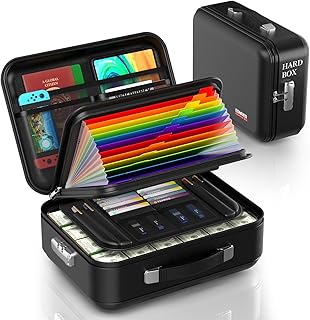 EDMUED Fireproof Document Box, Waterproof Safe Box with Combination Lock | Upgraded Fireproof, Water-Resistant Document Organizer Box with Multi-Compartment Storage for Home, Office, and Travel Use