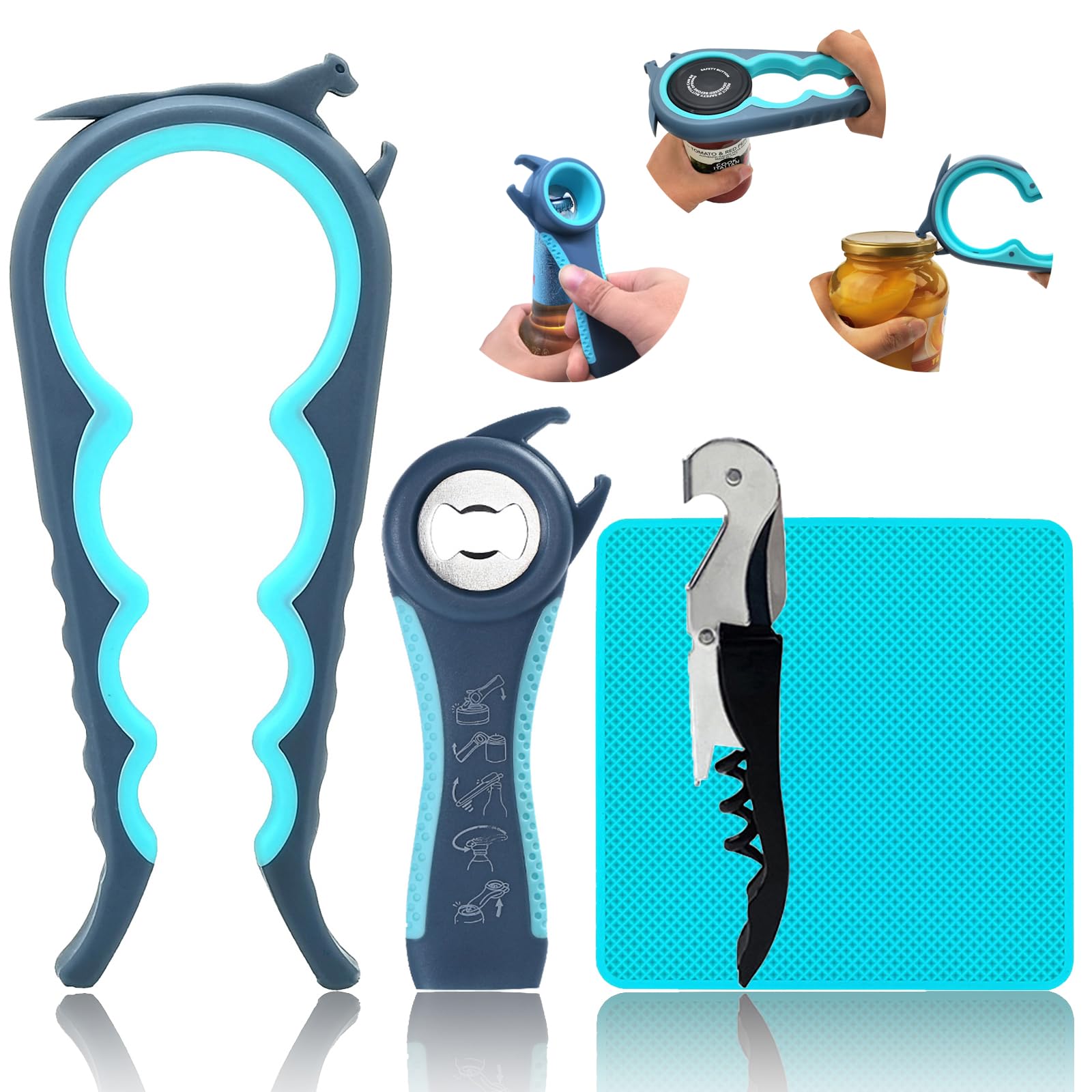 Jar Opener for Weak Hands, Seniors with Arthritis, 5 in 1 Bottle Opener | Multi-