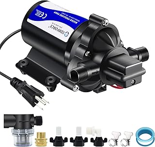 TDRFORCE 110V Fresh Water Circulating Pump 4GPM Pressure Increase Booster Pump 45 PSI Transfer Pump Self Priming on Demand Water Pump Diaphragm Pump Washdown Pump Inline Water Pump for Garden Hose…
