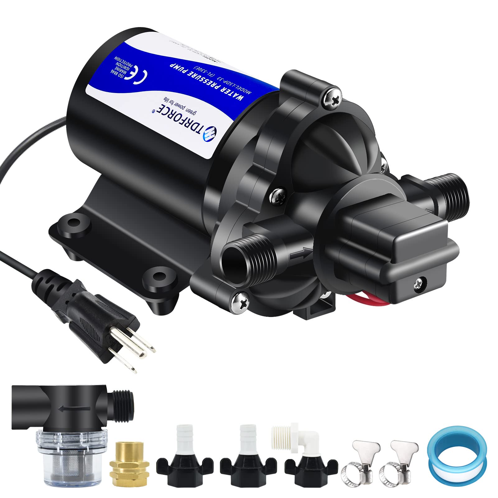 TDRFORCE 110V Fresh Water Circulating Pump 4GPM Pressure Increase Booster Pump 4