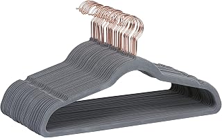 Amazon Basics Velvet Non-Slip Suit Clothes Hangers, Grey/Rose Gold – Pack of 30