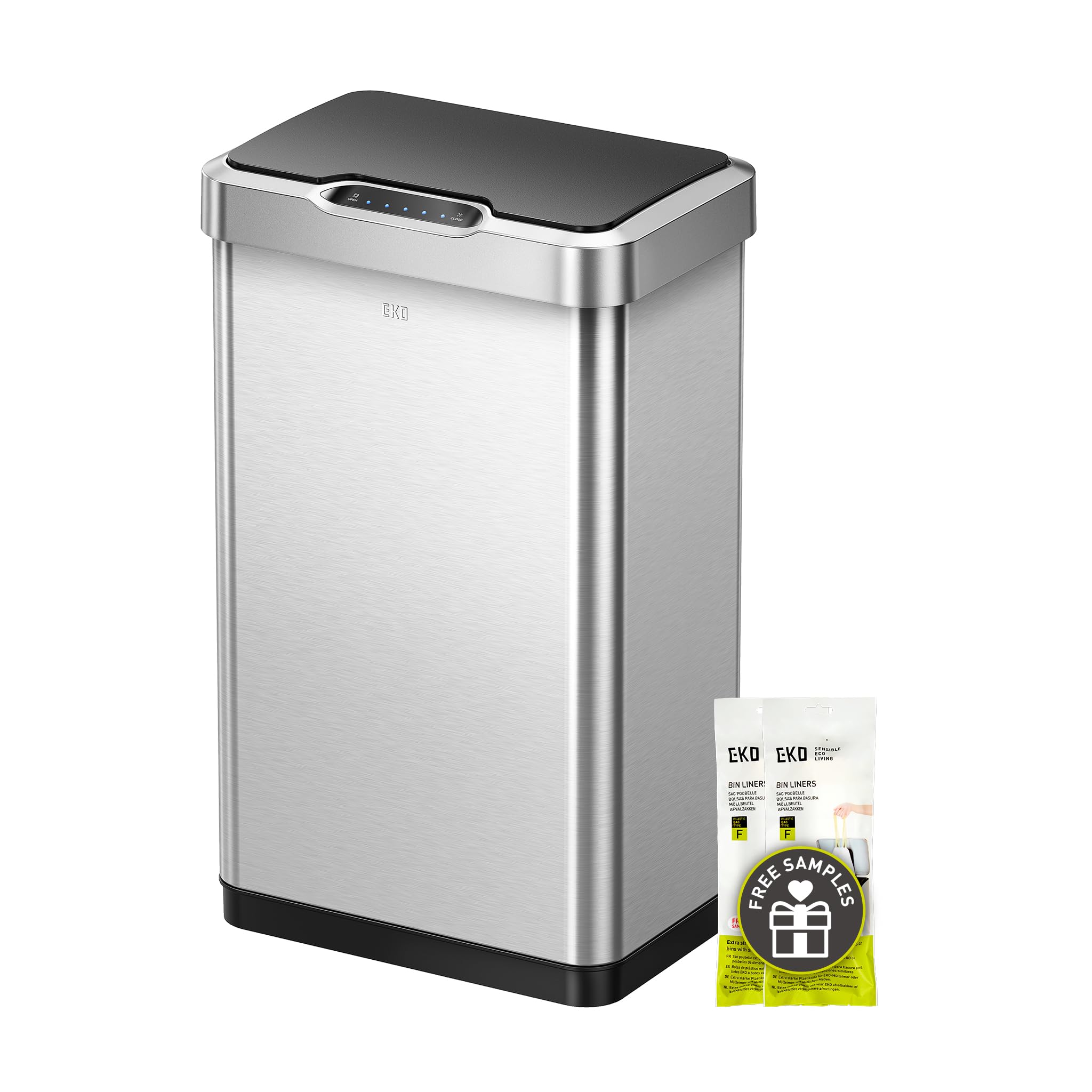 EKO Mirage-T 50 Liter / 13.2 Gallon Touchless Rectangular Motion Sensor Trash Ca