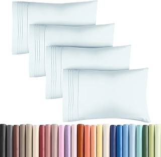 Queen Pillow Cases Set of 4 - Ultra Soft Cozy Pillowcase Covers - Ice Blue