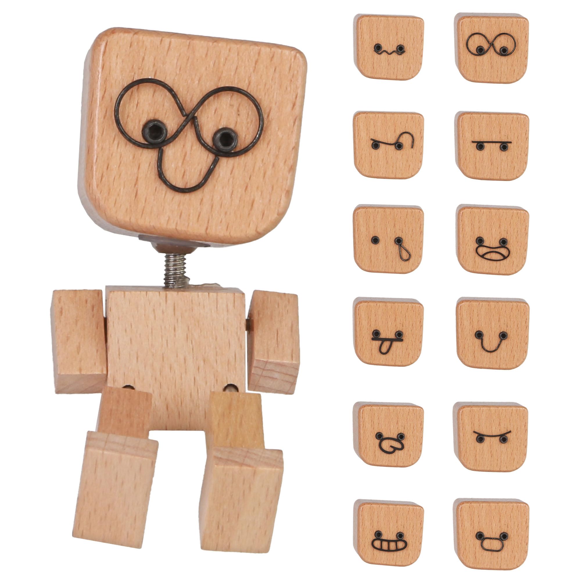 Shaking Wooden Man Figurine, Little Wooden Figure that Sways | Include 12PCS Mag